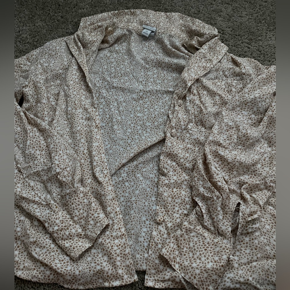 fancy long sleeve brown and cream button up
